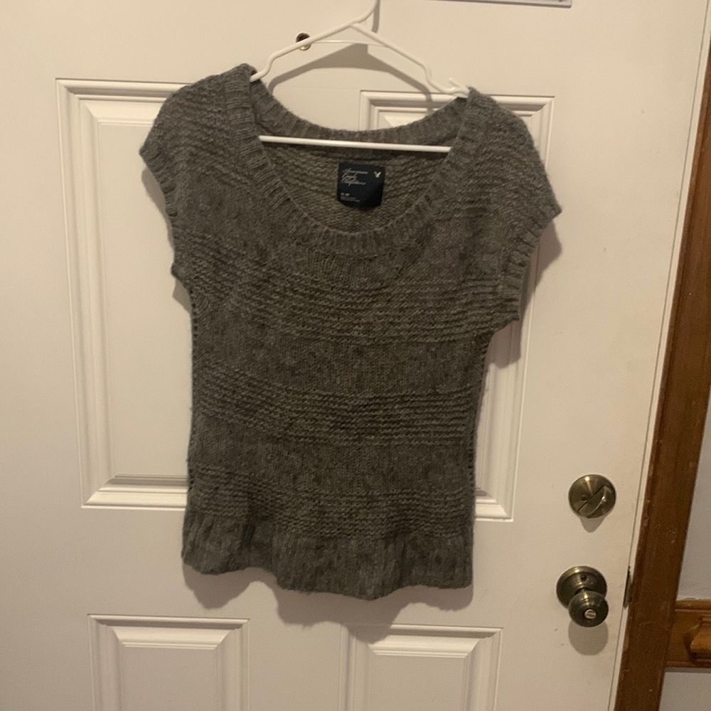 American eagle sweater material shirt gray